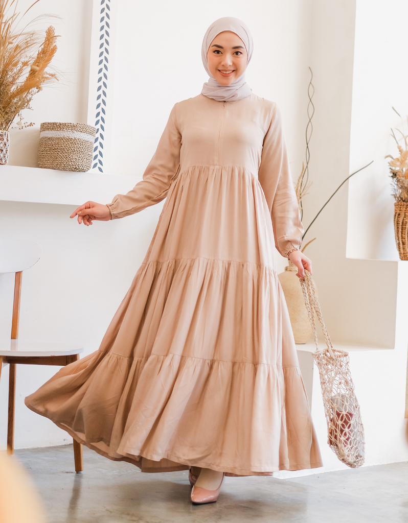 TIERED Maxi Dress in Beige