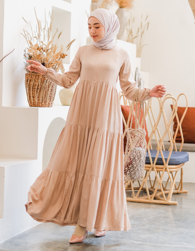 TIERED Maxi Dress in Beige