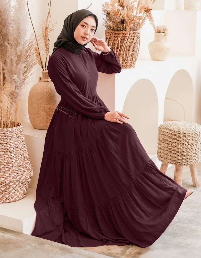 TIERED Maxi Dress in Burgundy