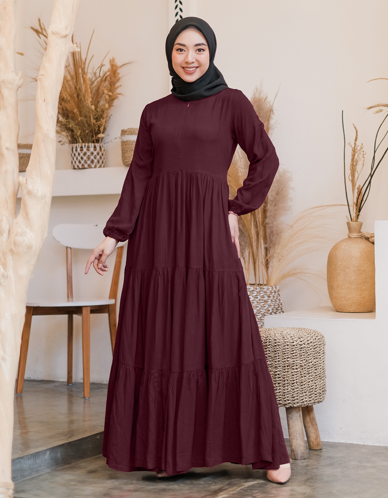 TIERED Maxi Dress in Burgundy