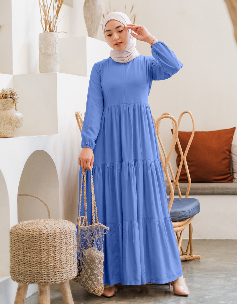 TIERED Maxi Dress in Dusty Blue