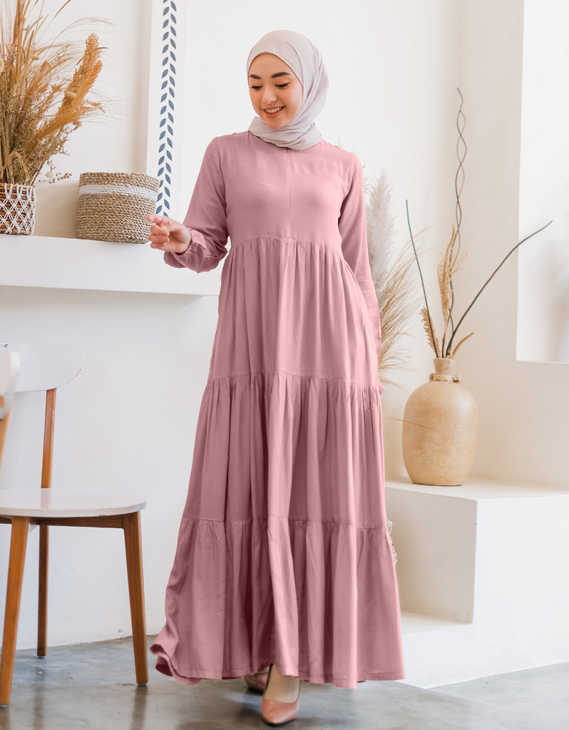 TIERED Maxi Dress in Dusty Pink
