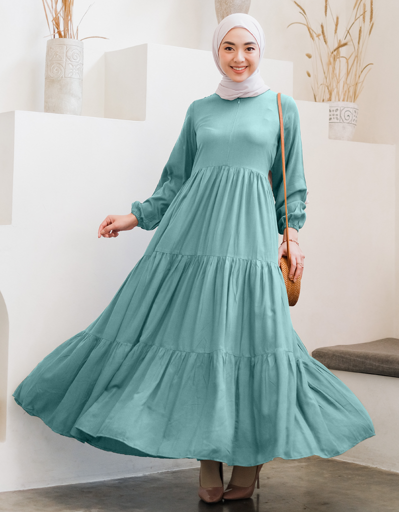 TIERED Maxi Dress in Dusty Teal