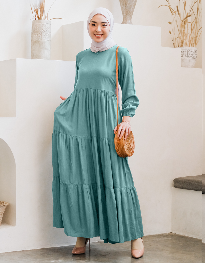 TIERED Maxi Dress in Dusty Teal