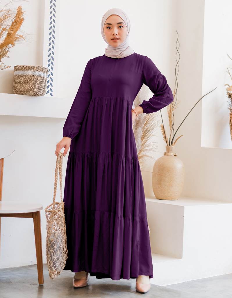 TIERED Maxi Dress in Eggplant