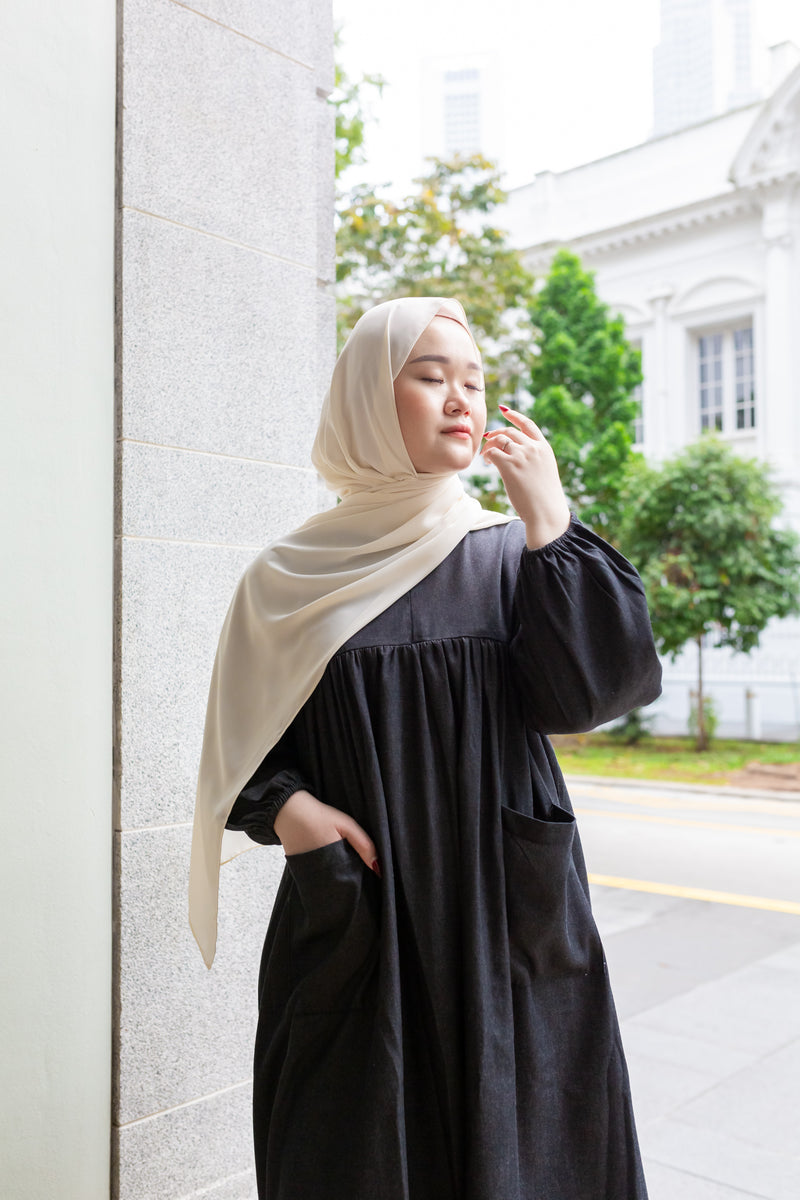 VACAY Denim Maxi Dress in Black