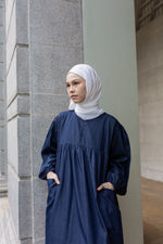 VACAY Denim Maxi Dress in Dark Blue