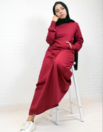 Sweatshirt Maxi Dress in Maroon
