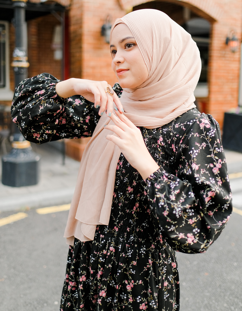 ROSALEEN Smocked Maxi Dress in Black