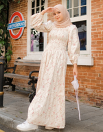 ROSALEEN Smocked Maxi Dress in Cream