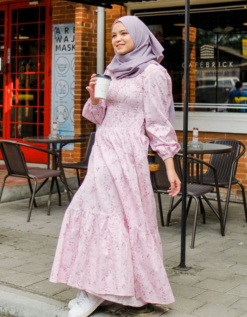ROSALEEN Smocked Maxi Dress in Pink