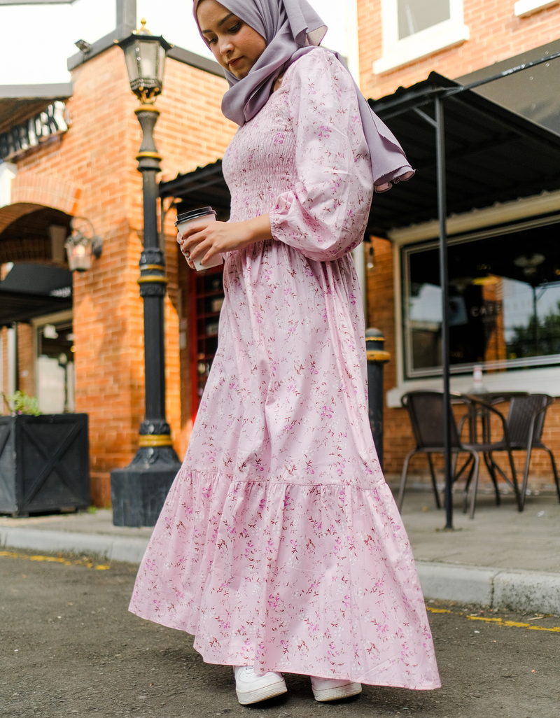 ROSALEEN Smocked Maxi Dress in Pink
