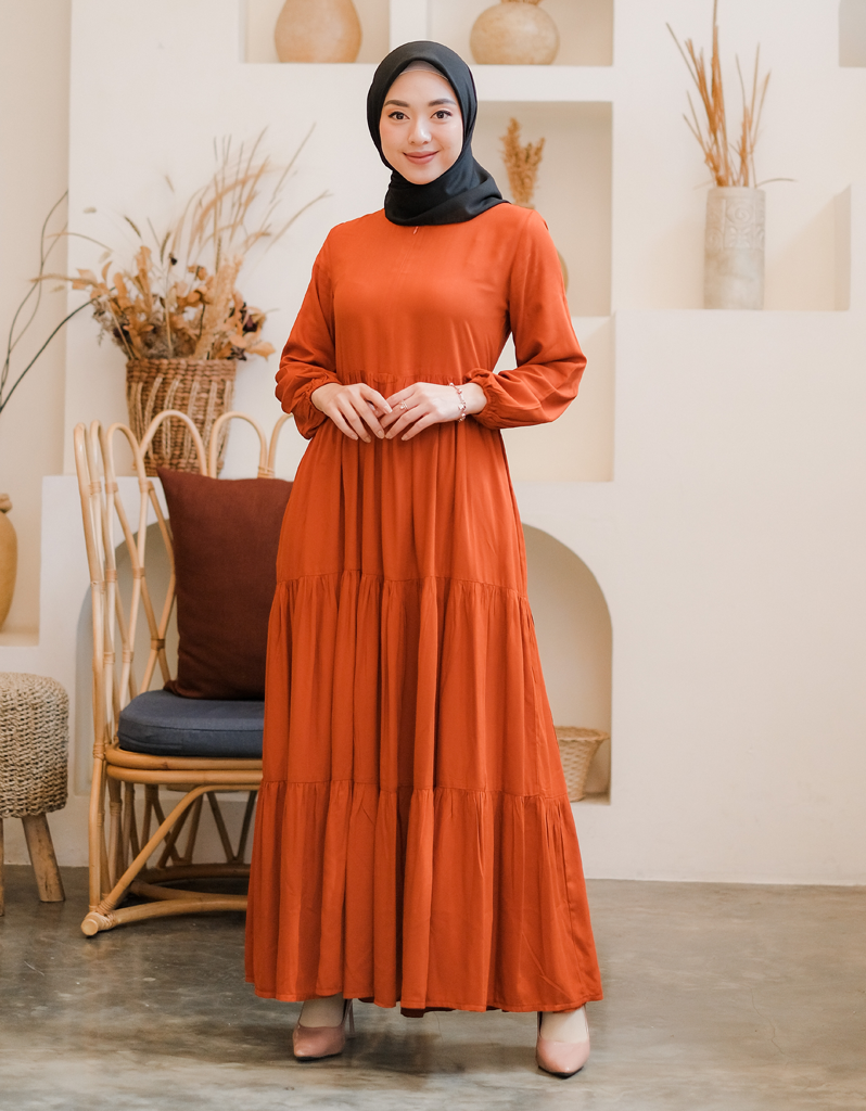 TIERED Maxi Dress in Terracotta