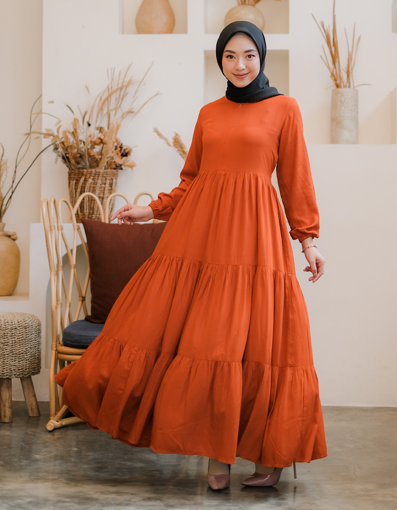 TIERED Maxi Dress in Terracotta