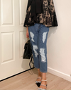 Fully-lined Ripped Jeans (Medium Blue)