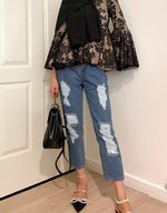 Fully-lined Ripped Jeans (Medium Blue)