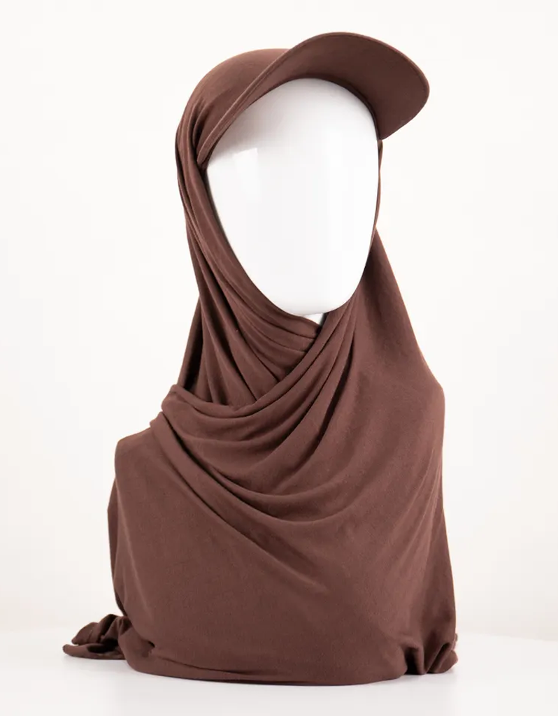Sports Hijab Cap in Brown