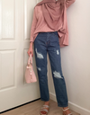 Fully-lined Ripped Jeans (Dark Blue)