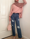 Fully-lined Ripped Jeans (Dark Blue)