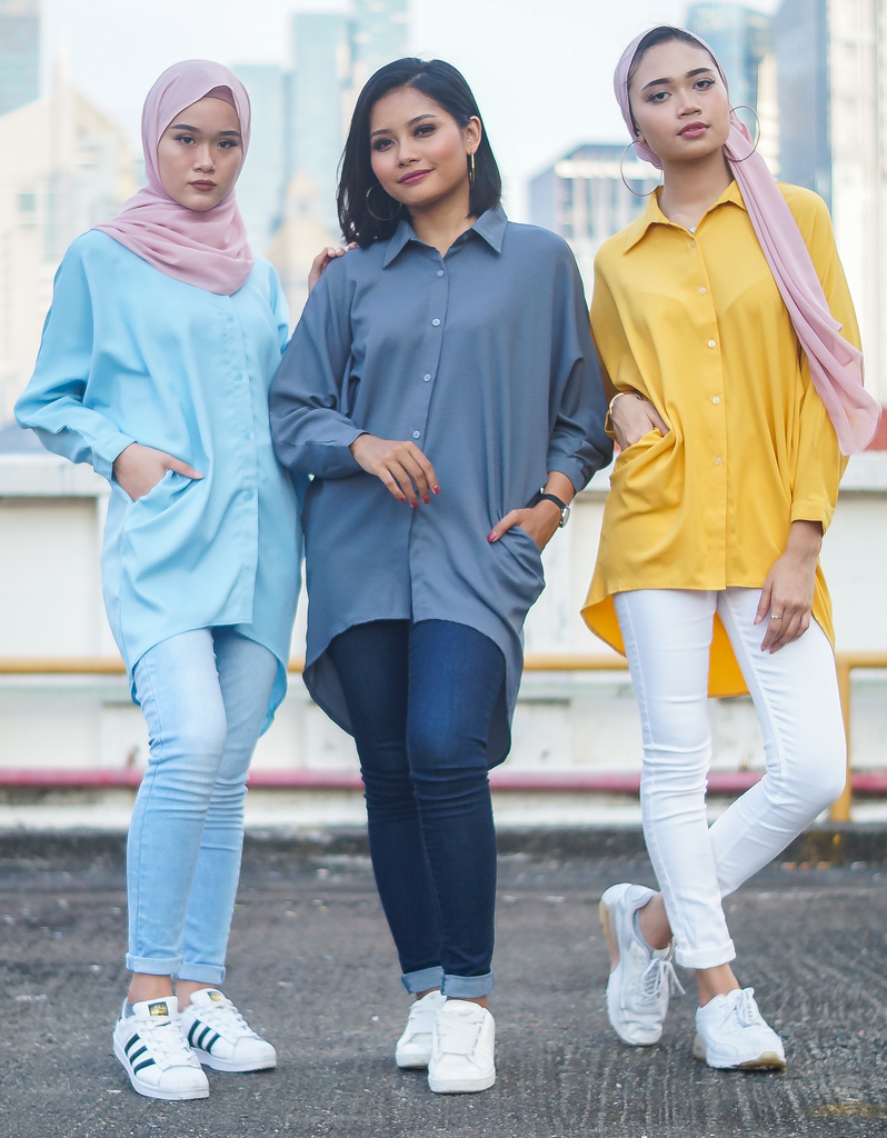 Batwing High Low Shirt in Dark Grey
