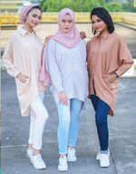 Batwing High Low Shirt in Light Grey