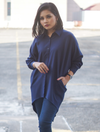 Batwing High Low Shirt in Navy Blue
