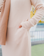 Ribbed Flounce Maxi Dress in Beige