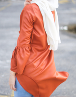 Bell-Sleeve High Low Shirt in Terracotta