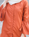Bell-Sleeve High Low Shirt in Terracotta