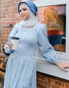 KOTAQUE Smocked Maxi Dress in Blue