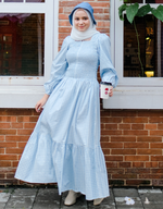 KOTAQUE Smocked Maxi Dress in Blue