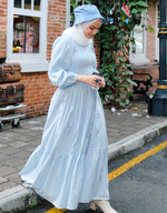 KOTAQUE Smocked Maxi Dress in Blue