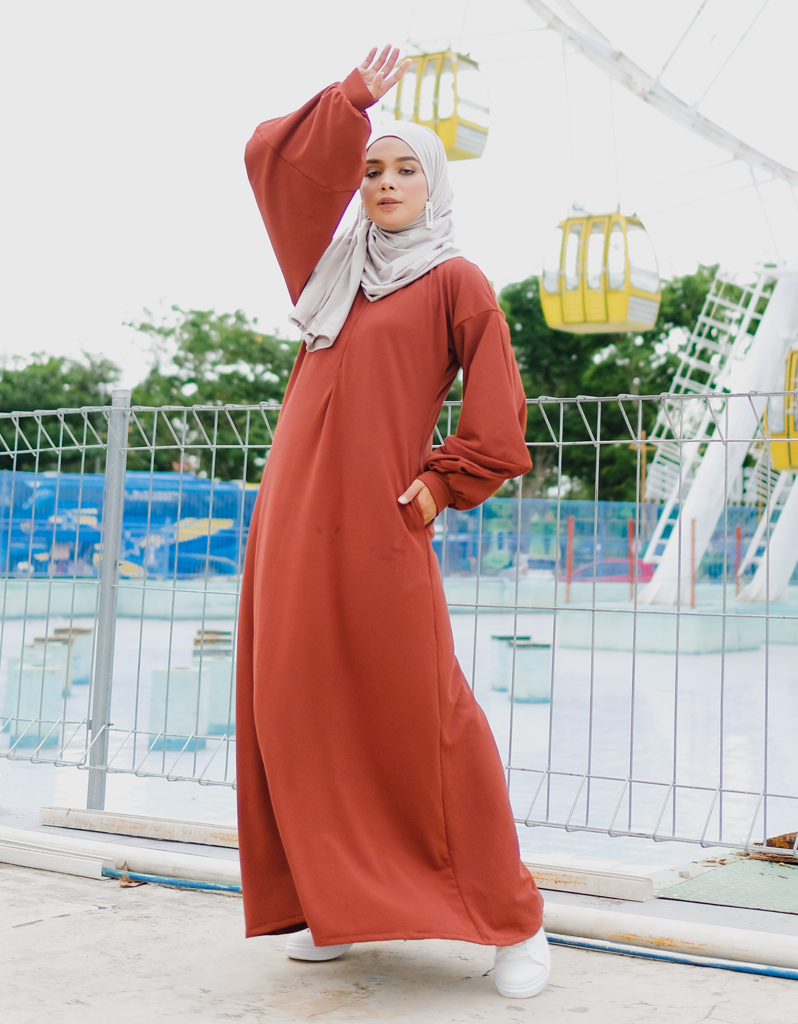 Bishop Maxi Dress in Terracotta