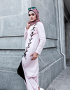 Lace Up Ribbon Slit Maxi Dress in Dusty Pink