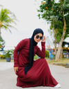 Ribbed Flounce Maxi Dress in Maroon