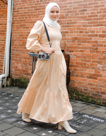 KOTAQUE Smocked Maxi Dress in Mustard