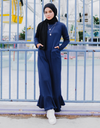 Ribbed Flounce Maxi Dress in Navy