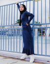 Ribbed Flounce Maxi Dress in Navy