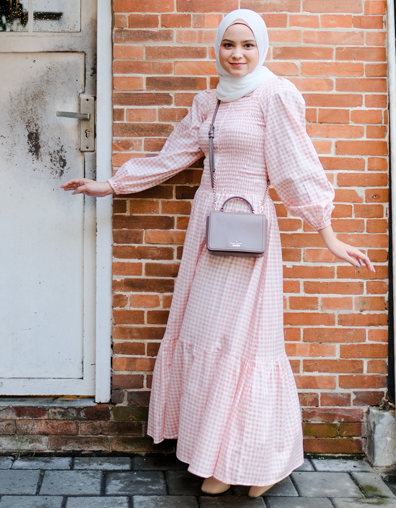 KOTAQUE Smocked Maxi Dress in Peach