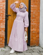KOTAQUE Smocked Maxi Dress in Purple