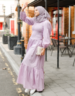 KOTAQUE Smocked Maxi Dress in Purple