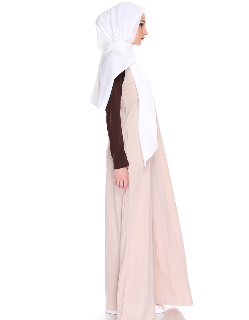 Raglan Maxi Dress in Cream/Brown