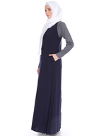 Raglan Maxi Dress in Navy/Dark Misty Grey