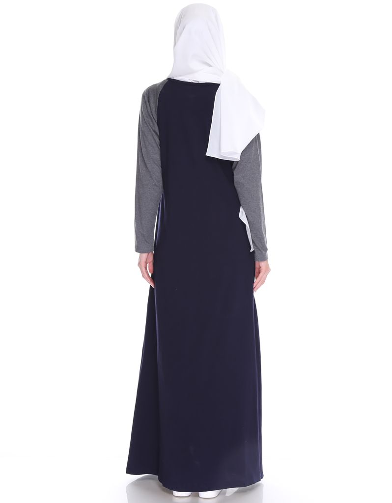 Raglan Maxi Dress in Navy/Dark Misty Grey