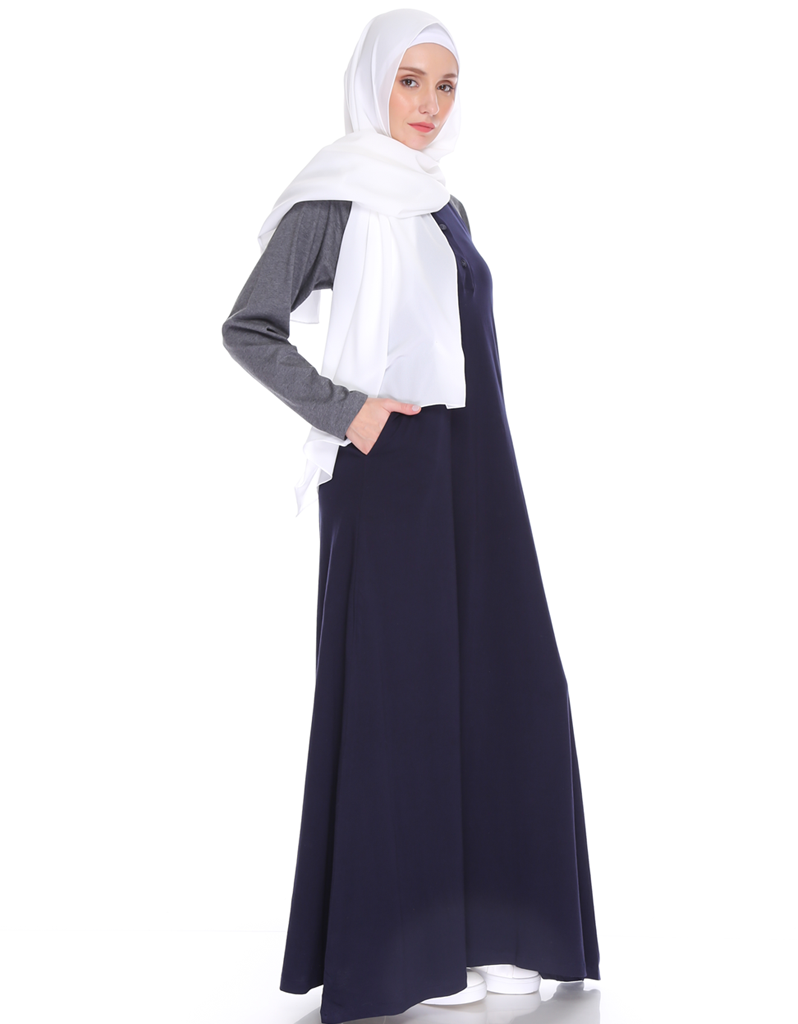 Raglan Maxi Dress in Navy/Dark Misty Grey