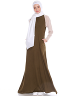 Raglan Maxi Dress in Olive/Cream