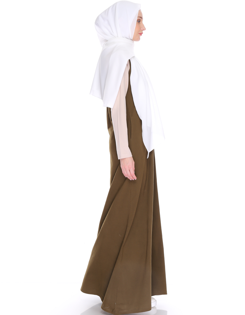 Raglan Maxi Dress in Olive/Cream