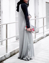 Raglan Maxi Dress in Light Misty Grey/Black
