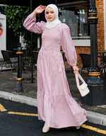 KOTAQUE Smocked Maxi Dress in Russet
