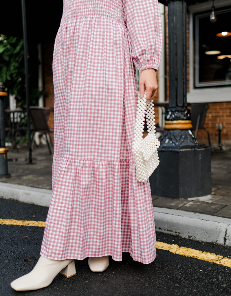 KOTAQUE Smocked Maxi Dress in Russet